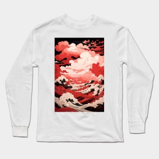 Ancient Japanese Waves Digital Art Long Sleeve T-Shirt